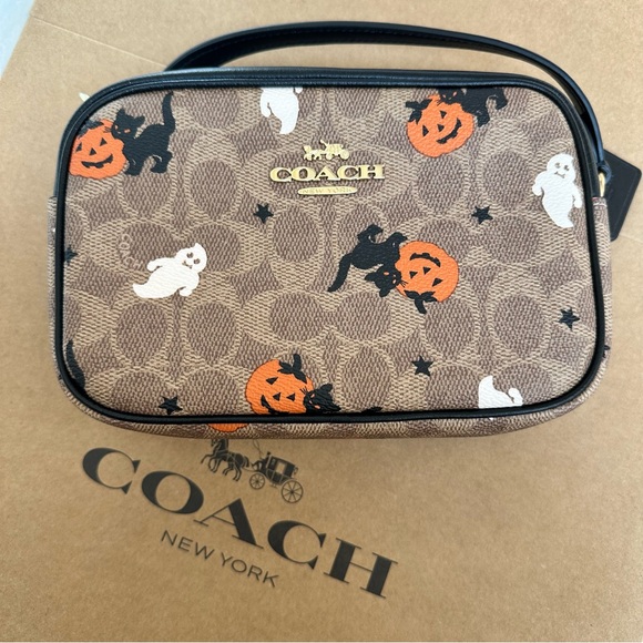NWT ❤️ Coach Mini Jamie Camera Bag Signature Canvas Halloween CW432 - Picture 2 of 14